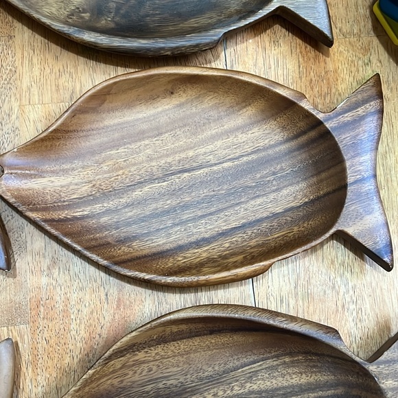 Set of 6 Pacific Merchants Acaciaware Fish platters - Picture 4 of 11